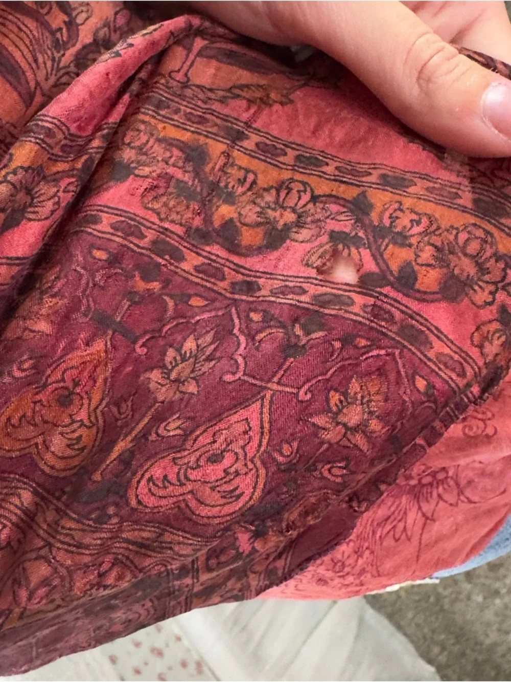 Y2K Red Paisley Silk Cami Top - Picture 7 of 9